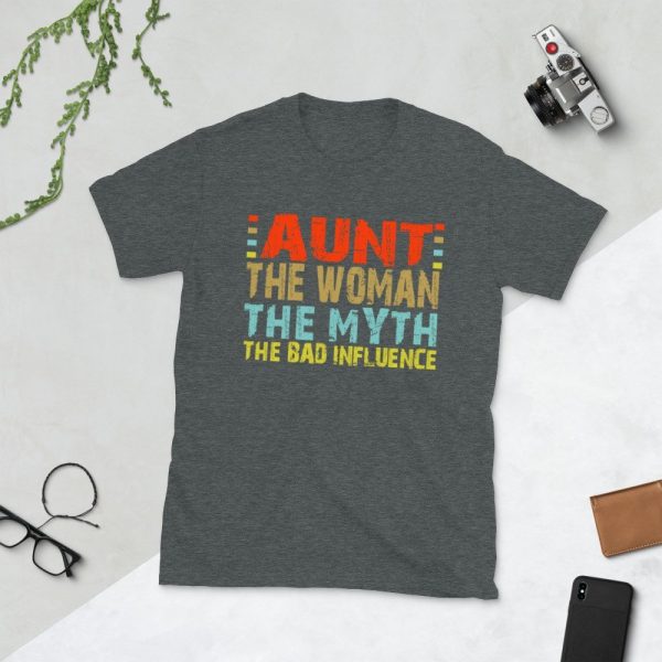 Aunt the woman the myth the bad influence Vintage T shirt Perfect gift for aunt Short-Sleeve Unisex T-Shirt