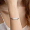 Customized Engraved Silver Bar Chain Necklace Necklace Customized Name Engraved Silver Bar Chain Bracelet