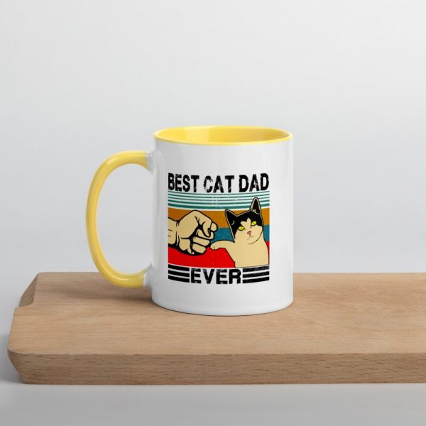 Best Cat Dad Ever  Funny Cat Daddy Father Day Gift Mug with Color Inside