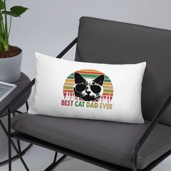 Best Cat Dad Ever Vintage Retro Cat Father's day Basic Pillow