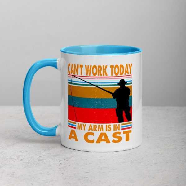 Funny I Can’t Work Today My Arm is in a Cast Fishing Mug with Color Inside