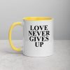 Love Never Gives Up Mug with Color Inside