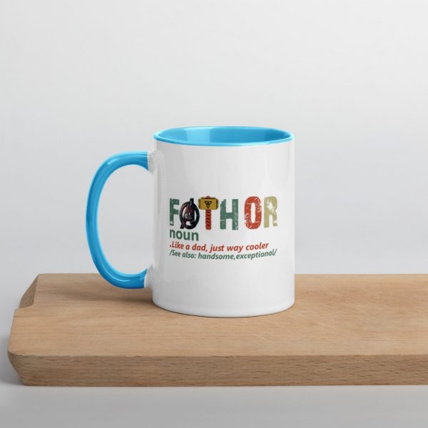 fathor dad and son,Retro Fathor  Mug with Color Inside
