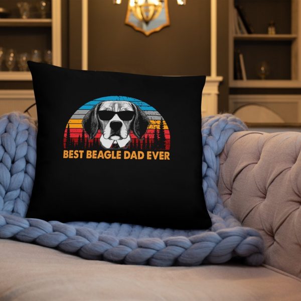 Vintage Best Beagle Dad Ever Shirt Funny Dog Daddy T-shirt Retro Sunrise Dogs Owner Sun Glasses Tee Father’s Day Gift Ideas Basic Pillow