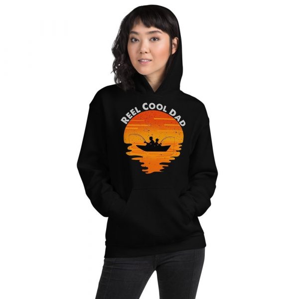 Mens Retro Reel Cool Dad Fishing Daddy Vintage Fathers Day Gift  Unisex Hoodie