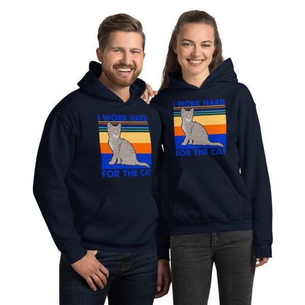 I Work Hard for The Cat Vintage Funny Cat Lover Gift Unisex Hoodie