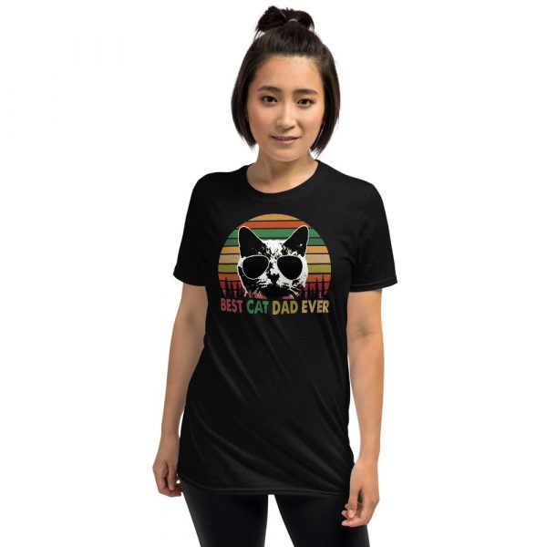 Best Cat Dad Ever Vintage Retro Cat Father's day Short-Sleeve Unisex T-Shirt