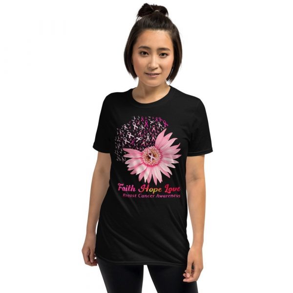 Faith Hope Love Breast Cancer Awareness Flower Pink Short-Sleeve Unisex T-Shirt