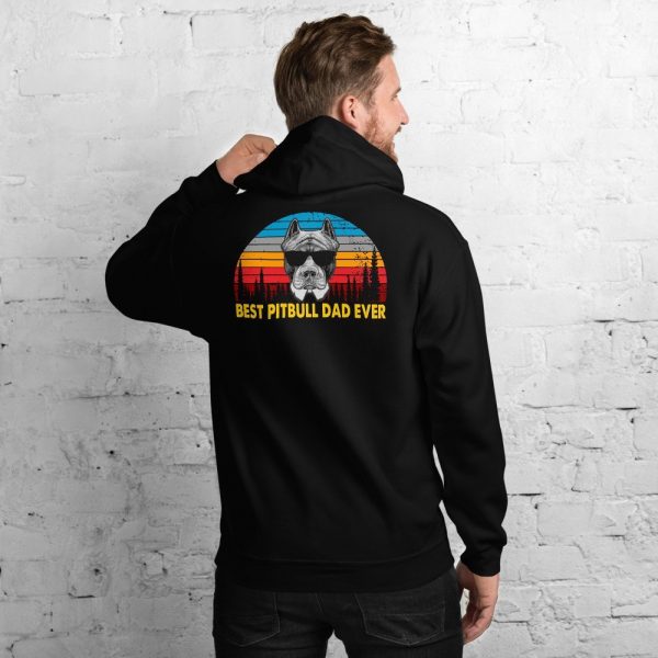 Vintage Best Pitbull Dad Ever Shirt Funny Dog Daddy T-shirt Retro Sunrise Pitties Dogs Owner Sun Glasses Tee Father’s Day Gift Ideas Unisex Hoodie