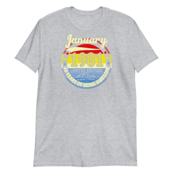 Vintage Retro January 1981 40th Birthday Gift 40 Years Old Short-Sleeve Unisex T-Shirt