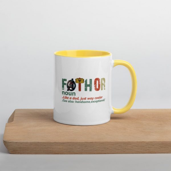 fathor dad and son,Retro Fathor  Mug with Color Inside