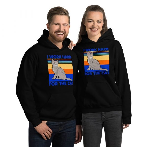 I Work Hard for The Cat Vintage Funny Cat Lover Gift Unisex Hoodie