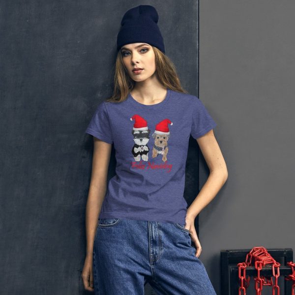 Feliz Navidog Yorkie and Schnauzer Christmas Women's short sleeve t-shirt