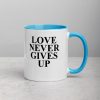 Love Never Gives Up Mug with Color Inside
