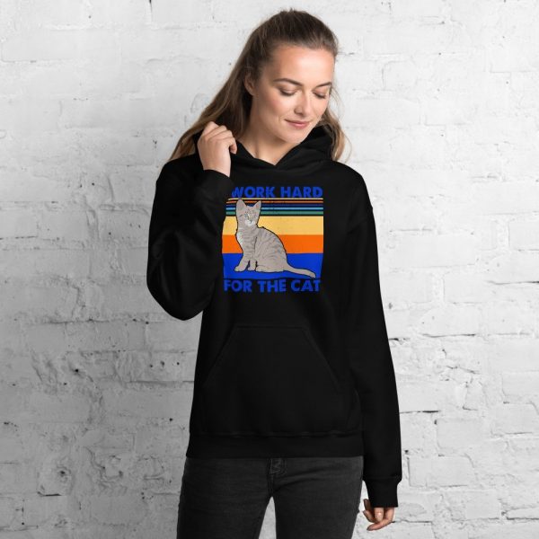 I Work Hard for The Cat Vintage Funny Cat Lover Gift Unisex Hoodie