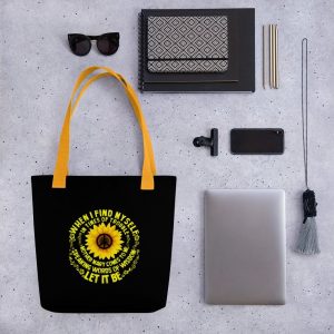 When I Find Myself In Times Of Trouble mother Mary comes to me speaking words of wisdom let it be Tee Hippie Sunflower mother Mary Tote bag