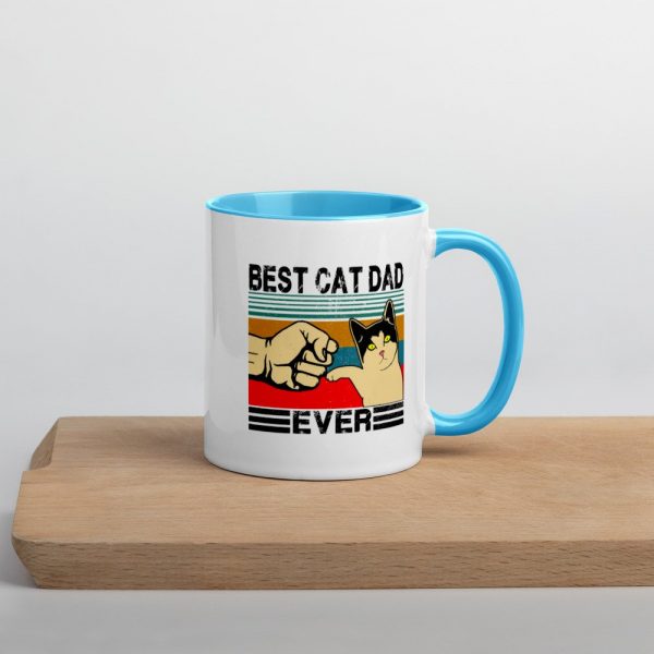 Best Cat Dad Ever  Funny Cat Daddy Father Day Gift Mug with Color Inside