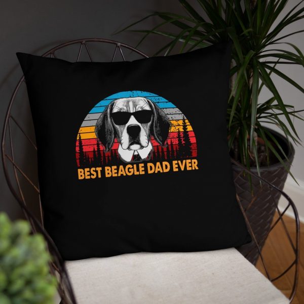 Vintage Best Beagle Dad Ever Shirt Funny Dog Daddy T-shirt Retro Sunrise Dogs Owner Sun Glasses Tee Father’s Day Gift Ideas Basic Pillow