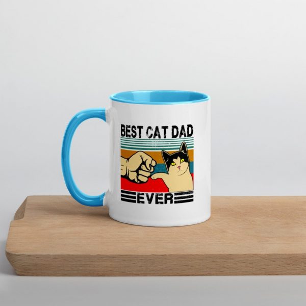 Best Cat Dad Ever  Funny Cat Daddy Father Day Gift Mug with Color Inside