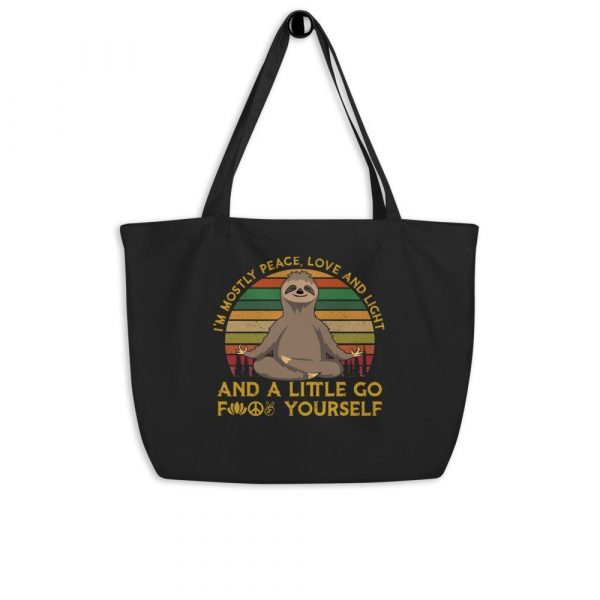 Namast'ay Away From Me - Sunset Sloth Yoga Large organic tote bag