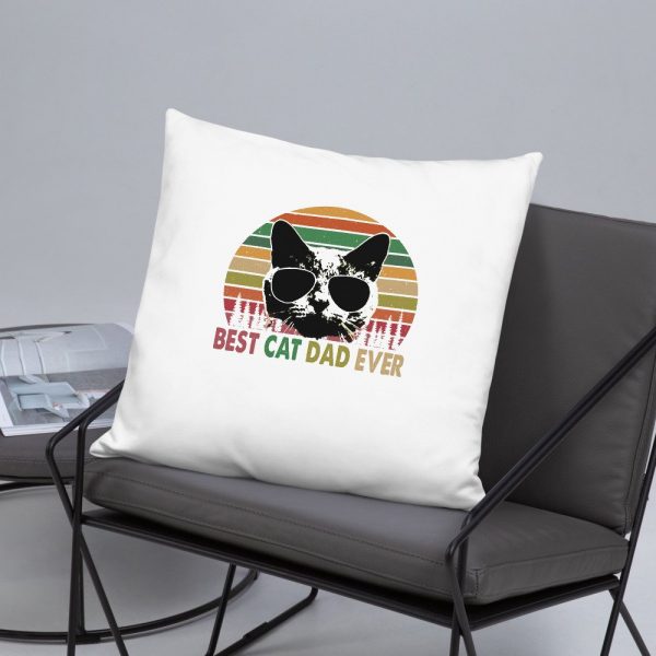 Best Cat Dad Ever Vintage Retro Cat Father's day Basic Pillow