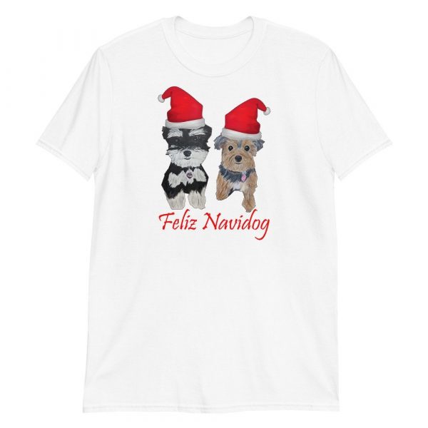 Feliz Navidog Yorkie and Schnauzer Christmas Short-Sleeve Unisex T-Shirt