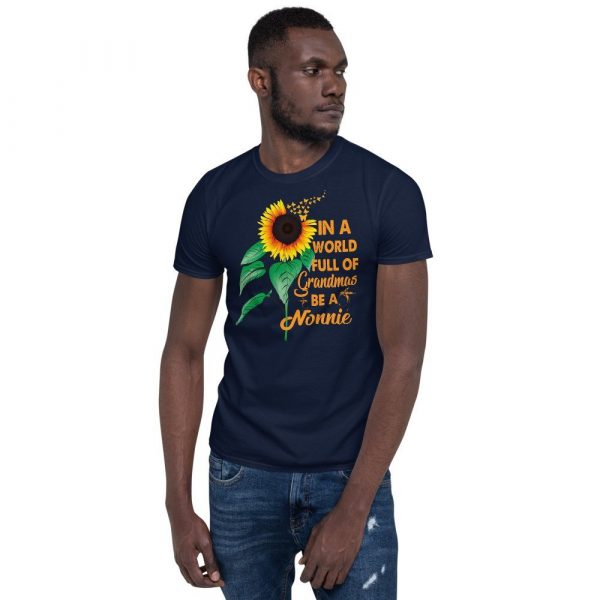 Womens In A World Full Of Grandmas Be Nonnie Sunflower Butterfly Short-Sleeve Unisex T-Shirt
