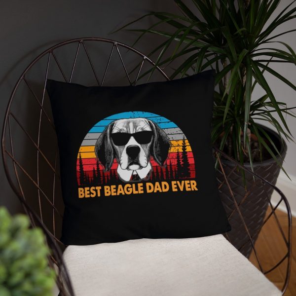 Vintage Best Beagle Dad Ever Shirt Funny Dog Daddy T-shirt Retro Sunrise Dogs Owner Sun Glasses Tee Father’s Day Gift Ideas Basic Pillow
