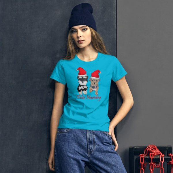 Feliz Navidog Yorkie and Schnauzer Christmas Women's short sleeve t-shirt