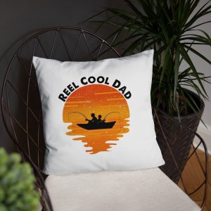 Mens Retro Reel Cool Dad Fishing Daddy Vintage Fathers Day Gift Basic Pillow