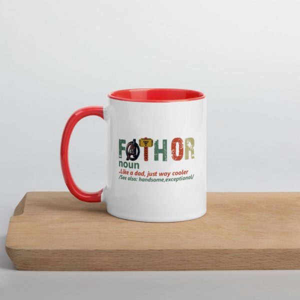 fathor dad and son,Retro Fathor  Mug with Color Inside