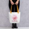 Faith Hope Love Breast Cancer Awareness Flower Pink Tote bag