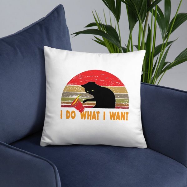 I Do What I Want cat lover Basic Pillow