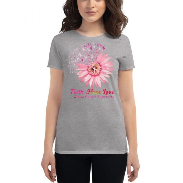 Faith Hope Love Breast Cancer Awareness Flower Pink Women's short sleeve t-shirt