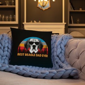 Vintage Best Beagle Dad Ever Shirt Funny Dog Daddy T-shirt Retro Sunrise Dogs Owner Sun Glasses Tee Father’s Day Gift Ideas Basic Pillow