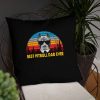 Vintage Best Pitbull Dad Ever Shirt Funny Dog Daddy T-shirt Retro Sunrise Pitties Dogs Owner Sun Glasses Tee Father's Day Gift Ideas Basic Pillow