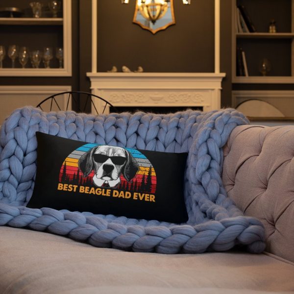 Vintage Best Beagle Dad Ever Shirt Funny Dog Daddy T-shirt Retro Sunrise Dogs Owner Sun Glasses Tee Father’s Day Gift Ideas Basic Pillow