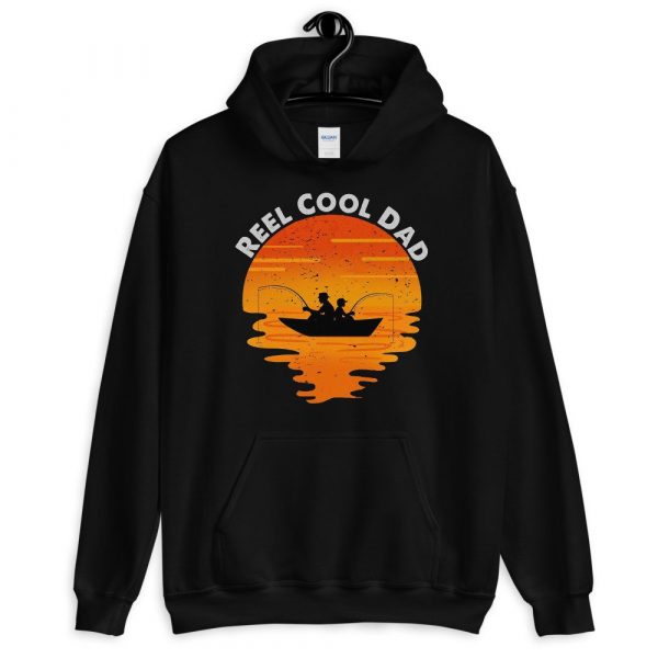 Mens Retro Reel Cool Dad Fishing Daddy Vintage Fathers Day Gift  Unisex Hoodie