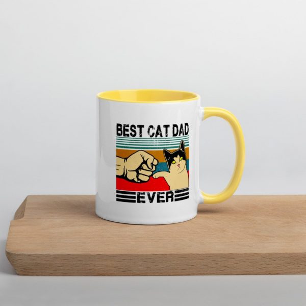 Best Cat Dad Ever  Funny Cat Daddy Father Day Gift Mug with Color Inside