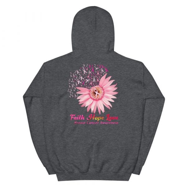 Faith Hope Love Breast Cancer Awareness Flower Pink Unisex Hoodie
