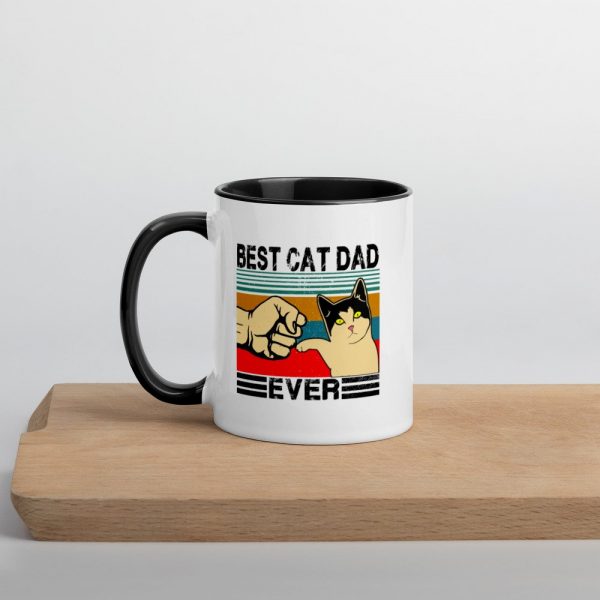 Best Cat Dad Ever  Funny Cat Daddy Father Day Gift Mug with Color Inside