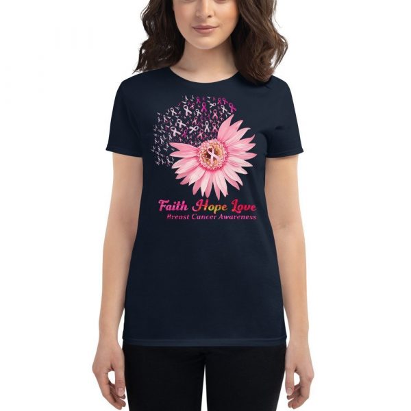 Faith Hope Love Breast Cancer Awareness Flower Pink Women's short sleeve t-shirt