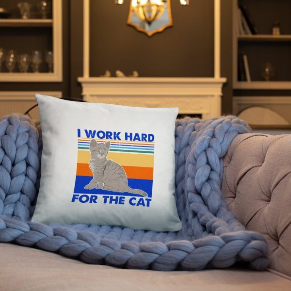 I Work Hard for The Cat Vintage Funny Cat Lover Gift Basic Pillow