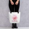 Faith Hope Love Breast Cancer Awareness Flower Pink Tote bag