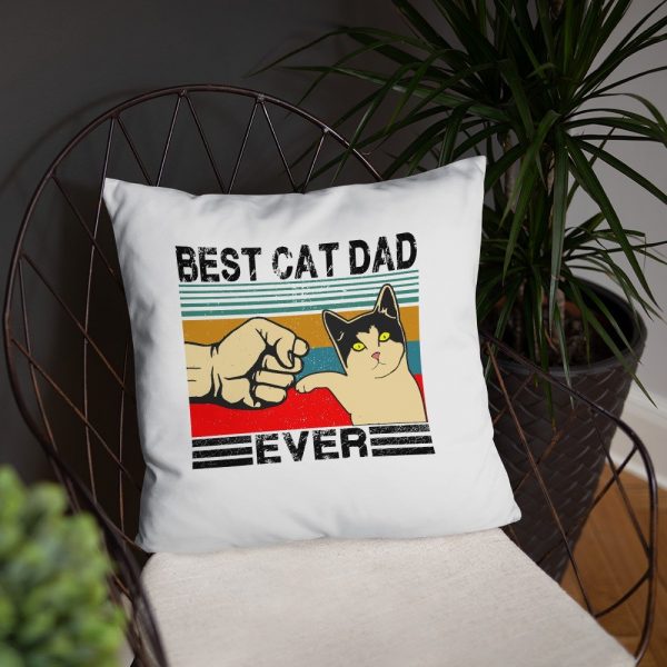 Best Cat Dad Ever  Funny Cat Daddy Father Day Gift Basic Pillow