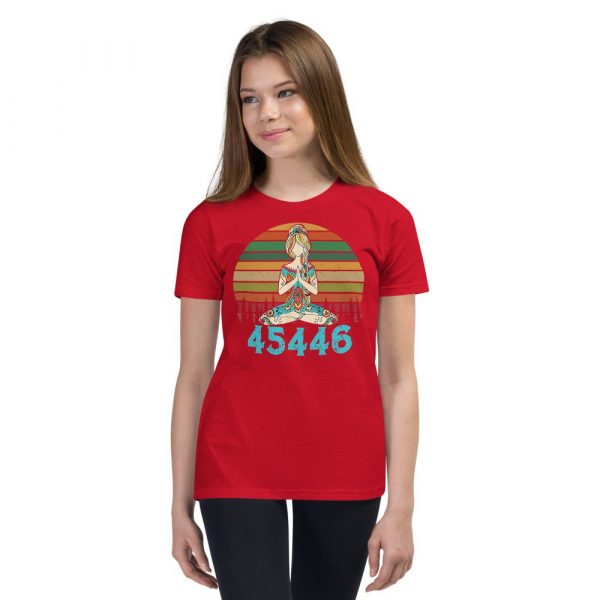 45446 Beige AF 45% against 45 Yoga Namaste Youth Short Sleeve T-Shirt