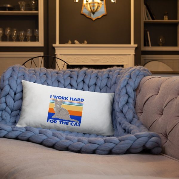 I Work Hard for The Cat Vintage Funny Cat Lover Gift Basic Pillow