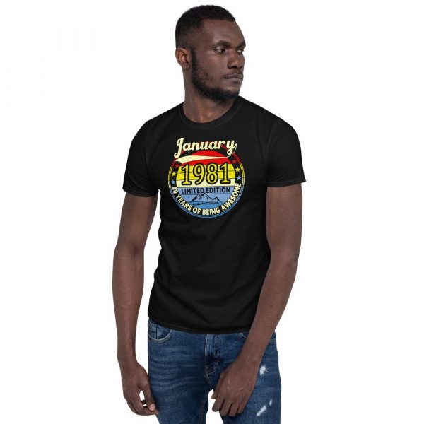 Vintage Retro January 1981 40th Birthday Gift 40 Years Old Short-Sleeve Unisex T-Shirt