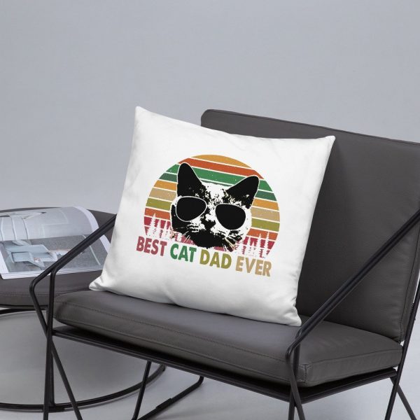 Best Cat Dad Ever Vintage Retro Cat Father's day Basic Pillow