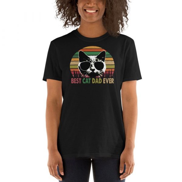 Best Cat Dad Ever Vintage Retro Cat Father's day Short-Sleeve Unisex T-Shirt